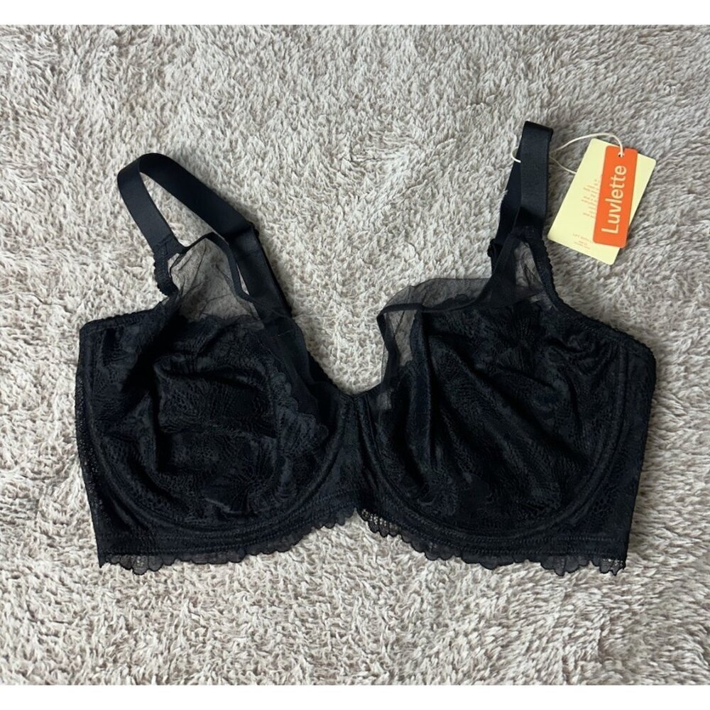 LUVLETTE 85G 38G Bra underwire Black Lace New - Picture 2 of 12